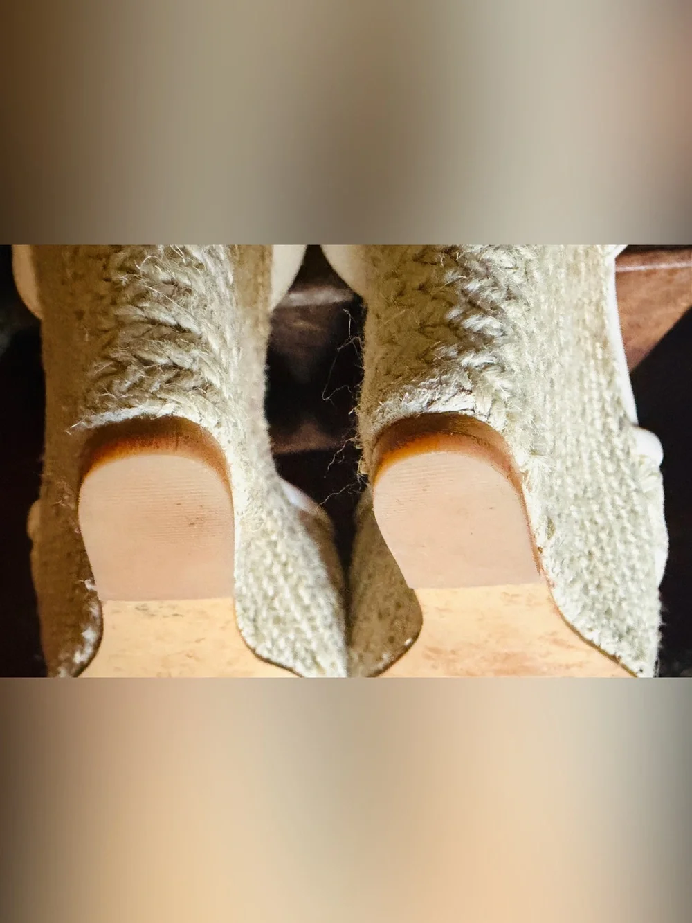 IVORY LACE ESPADRILLES WOVEN 5” HEEL 1” PLATFORM ANKLE STRAPS BEAUTIFUL SIZE 7B